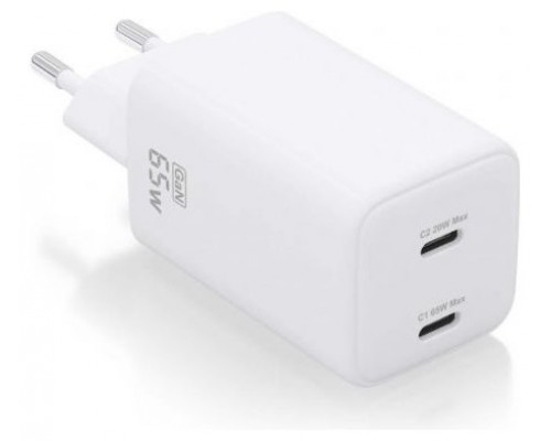 CARGADOR AISENS GAN 65W 2XUSB-C PD3.0 QC4.0 BLANCO