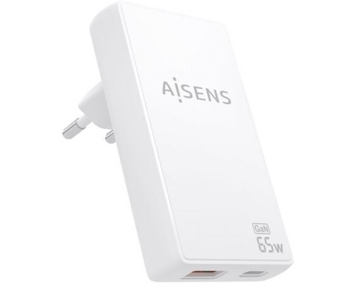 CARGADOR AISENS GAN PARED ULTRA DELGADO 65W USB-C PD3.0 QC4.0 USB-A QC3.0