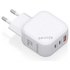 CARGADOR AISENS GAN 65W 2XUSB-C PD3.0 QC4.0 1XUSB-A QC3.0 BLANCO