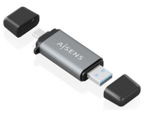 LECTOR TARJETAS AISENS SD MICRO SD MMC RS-MMC MMC MICRO USBA USBC GRIS