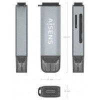 LECTOR TARJETAS AISENS SD MICRO SD MMC RS-MMC MMC MICRO USBC GRIS