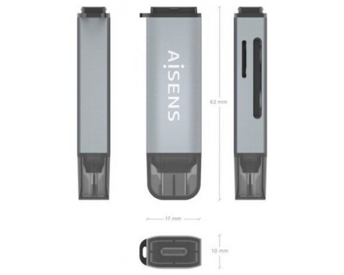 LECTOR TARJETAS AISENS SD MICRO SD MMC RS-MMC MMC MICRO USBC GRIS