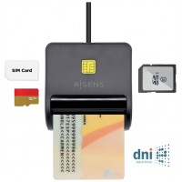 AISENS LECTOR DE TARJETA DNI SIM SD Micro SD MMC RS-MMC MMC Micro NEGRO