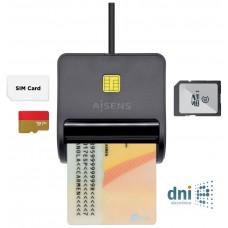 LECTOR DNI-TARJETAS AISENS SIM SD Micro SD MMC RS-MMC MMC Micro NEGRO