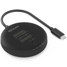 ESTACION DOCKING AISENS DOBLE BAHIA NVME USB 3.2 GEN2X2 CLONE NEGRO