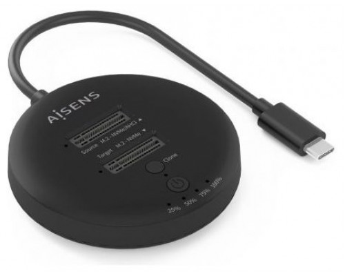 ESTACION DOCKING AISENS DOBLE BAHIA NVME USB 3.2 GEN2X2 CLONE NEGRO