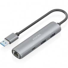 USB3.0 DOCK AISENS USB-A A ETHERNET GIGABIT HUB 1XUSB-C+2XUSB-A GRIS 15CM