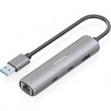 USB3.0 DOCK AISENS USB-A A ETHERNET GIGABIT HUB 2XUSB-C+1XUSB-A GRIS 15CM