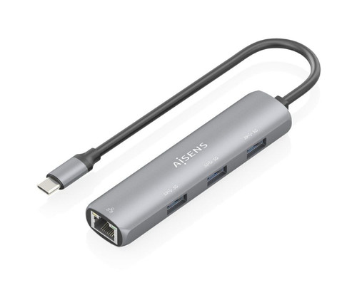 DOCK AISENS USB-C A ETHERNET GIGABIT HUB 3XUSB-A GRIS 15CM