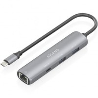 DOCK AISENS USB-C A ETHERNET GIGABIT HUB 1XUSB-C+2XUSB-A GRIS 15CM