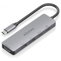 USB-C DOCK AISENS 5 EN 1 HDMI 2XUSB-A USB-C USB-C PD GRIS 15CM