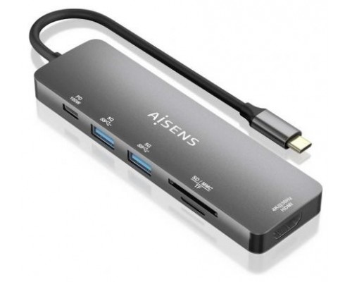 USB-C DOCK AISENS 6 EN 1 USB-C A 1XHDMI 2XUSB-A 1XUSB-C PD 100W 15CM