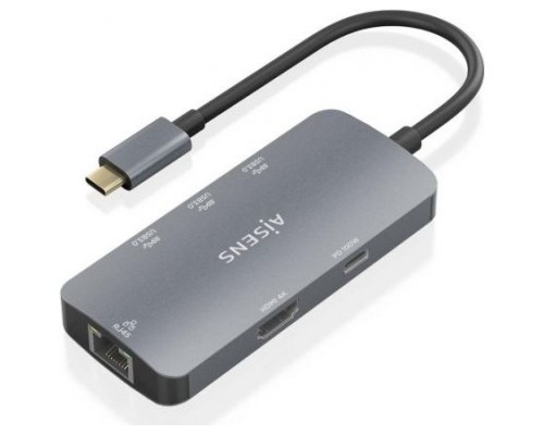 HUB AISENS USB-C DOCK 6 EN 1 USB-C A 1XHDMI 1XRJ45 3XUSB-A USB-C PD 15CM