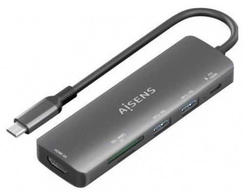 USB-C DOCK AISENS 6 EN 1 USB-C A HDMI 2XUSB-A USB-C PD 100W SD MICRO SD