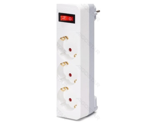 ENCHUFE DE CONVERSION ALEMAN 1 A 3 16A CON INTERRUPTOR BLANCO/GRIS AIGOSTAR