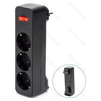 ENCHUFE DE CONVERSION ALEMAN 1 A 3 16A CON INTERRUPTOR NEGRO AIGOSTAR