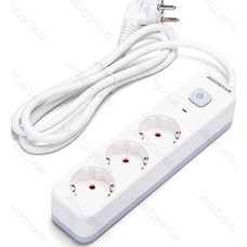 REGLETA PROTECTORA SERIE L 3 TOMAS CON INTERRUPTOR 1.5 M BLANCA AIGOSTAR