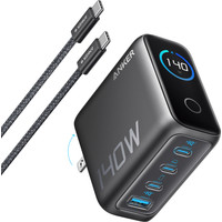 CARGADOR DE PARED ANKER 140W 4 PUERTOS PD 3.1 CON CABLE USB-C NEGRO