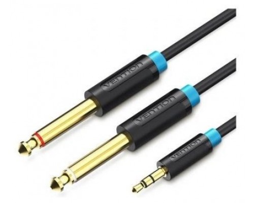 CABLE AUDIO ESTEREO JACK 3.5/M 2xJACK 6.5/M 0.5 M NEGRO VENTION