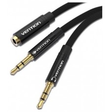 CABLE AUDIO ESTEREO 2xJACK 3.5/M JACK 3.5/H 1 M NEGRO VENTION