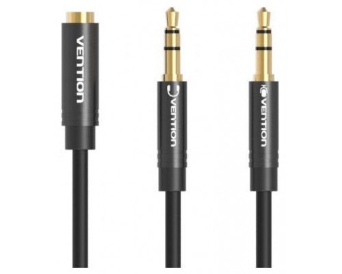 CABLE AUDIO ESTEREO 2xJACK 3.5/M JACK 3.5/H 0.30 M NEGRO VENTION