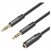 CABLE AUDIO ESTEREO 2xJACK 3.5/M JACK 3.5/H 0.30 M NEGRO VENTION