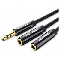 CABLE AUDIO ESTEREO JACK 3.5/M 2xJACK 3.5/H 0.30 M NEGRO VENTION