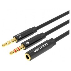 CABLE AUDIO ESTEREO JACK 2xJACK 3.5/M JACK3.5/H 0.30 M NEGRO VENTION