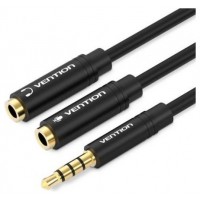 CABLE AUDIO ESTEREO JACK 3.5/M 2xJACK 3.5/H 0.3 M NEGRO VENTION