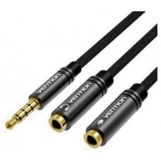 CABLE AUDIO ESTEREO JACK 3.5/M 2xJACK 3.5/H 0.3 M NEGRO VENTION