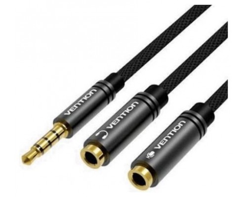 CABLE AUDIO ESTEREO JACK 3.5/M 2xJACK 3.5/H 0.3 M NEGRO VENTION