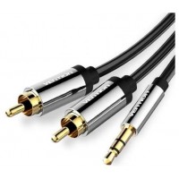 CABLE AUDIO ESTEREO JACK 3.5/M 2xRCA/M 1 M NEGRO/PLATA VENTION