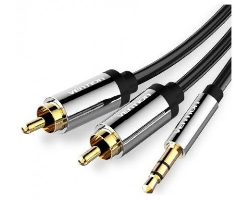 CABLE AUDIO ESTEREO JACK 3.5/M 2xRCA/M 1 M NEGRO/PLATA VENTION