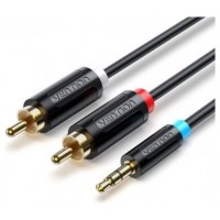 CABLE AUDIO ESTEREO JACK 3.5/M 2xRCA/M 0.5 M NEGRO VENTION