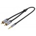 CABLE AUDIO ESTEREO JACK 3.5/M 2xRCA/M 1.5 M GRIS VENTION