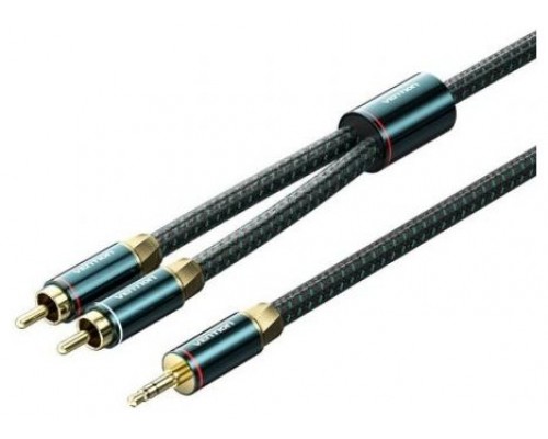 CABLE AUDIO ESTEREO 2xRCA/M JACK 3.5/M 1 M VERDE/NEGRO VENTION