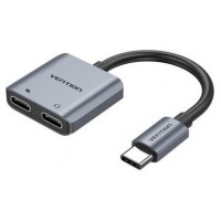 CONVERSOR USB-C/M A 2x USB-C/H GRIS VENTION