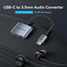 ADAPTADOR AUDIO USB-C/M JACK 3.5/H GRIS VENTION