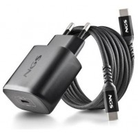 CARGADOR PARED GaN2 USB-C + CABLE 45W NEGRO NGS