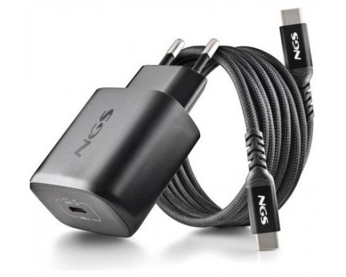 CARGADOR PARED GaN2 USB-C + CABLE 45W NEGRO NGS