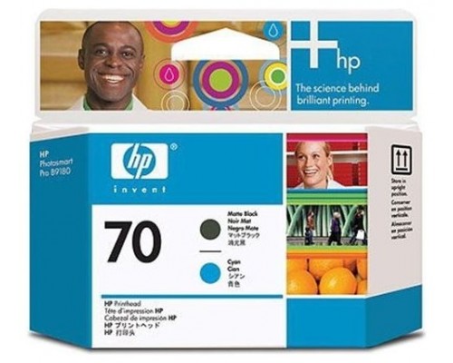 CABEZAL HP 70 NEGRO MATE Y CIAN