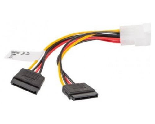 CABLE LANBERG ALIMENTACION MOLEX MACHO A 2X SATA HEMBRA 15 CM