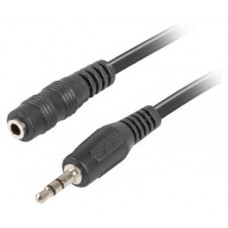 CABLE ESTEREO LANBERG JACK 3.5 MM MACHO/JACK 3.5MM HEMBRA 5M NEGRO