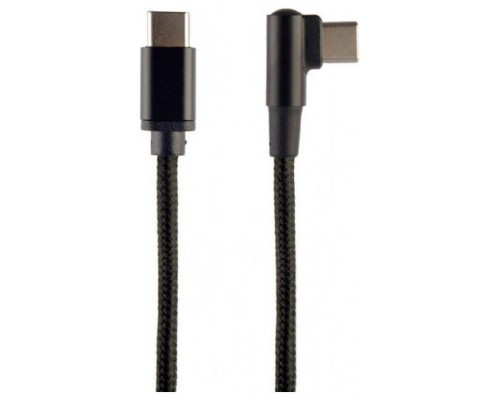 CABLE GEMBIRD USB TIPO C MACHO-MACHO TRENZADO DE ALGODON EN ANGULO, 0,2 M,NEGRO