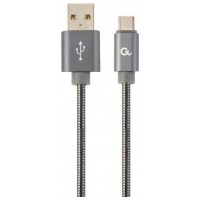 CABLE DE CARGA Y DATOS GEMBIRD USB TIPO C DE METAL EN ESPIRAL PREMIUM, 1 M, GRIS