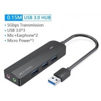 HUB 4 PUERTOS USB 3.0 3xUSB 1xMICRO USB PD GRIS VENTION