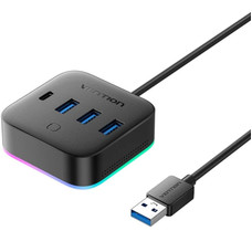 HUB 5 PUERTOS USB 3.0 3xUSB 1xUSB-C 1xUSB-C PD NEGRO VENTION