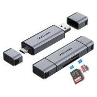 LECTOR TARJETAS EXTERNO USB 3.0 USB-C GRIS VENTION