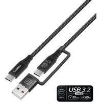 CABLE TRENZADO USB-C + A/ USB-C 3.2 Gen2 + CARGA RAPIDA 60W 1.8 M NEGRO COOLBOX-3AA CABLE TRENZADO USB-C + A/ USB-C 3.2 Gen2 + CARGA RAPIDA 60W 1.8 M NEGRO COOLBOX