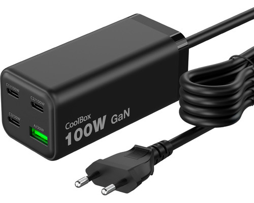 BASE DE CARGA CHARGEMASTER 4 PRO USB/100W GaN NEGRO COOLBOX-AA5 BASE DE CARGA CHARGEMASTER 4 PRO USB/100W GaN NEGRO COOLBOX